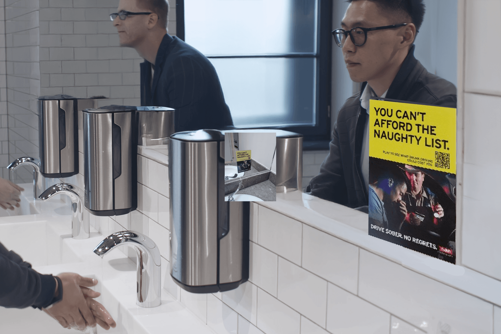 OOH advertising with mirror clings at bars or restaurants